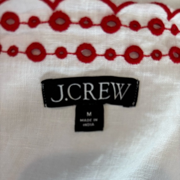 J.Crew Bungalow Embroidered Linen Blouse in Red and White with embroidery Size M - Picture 9 of 11